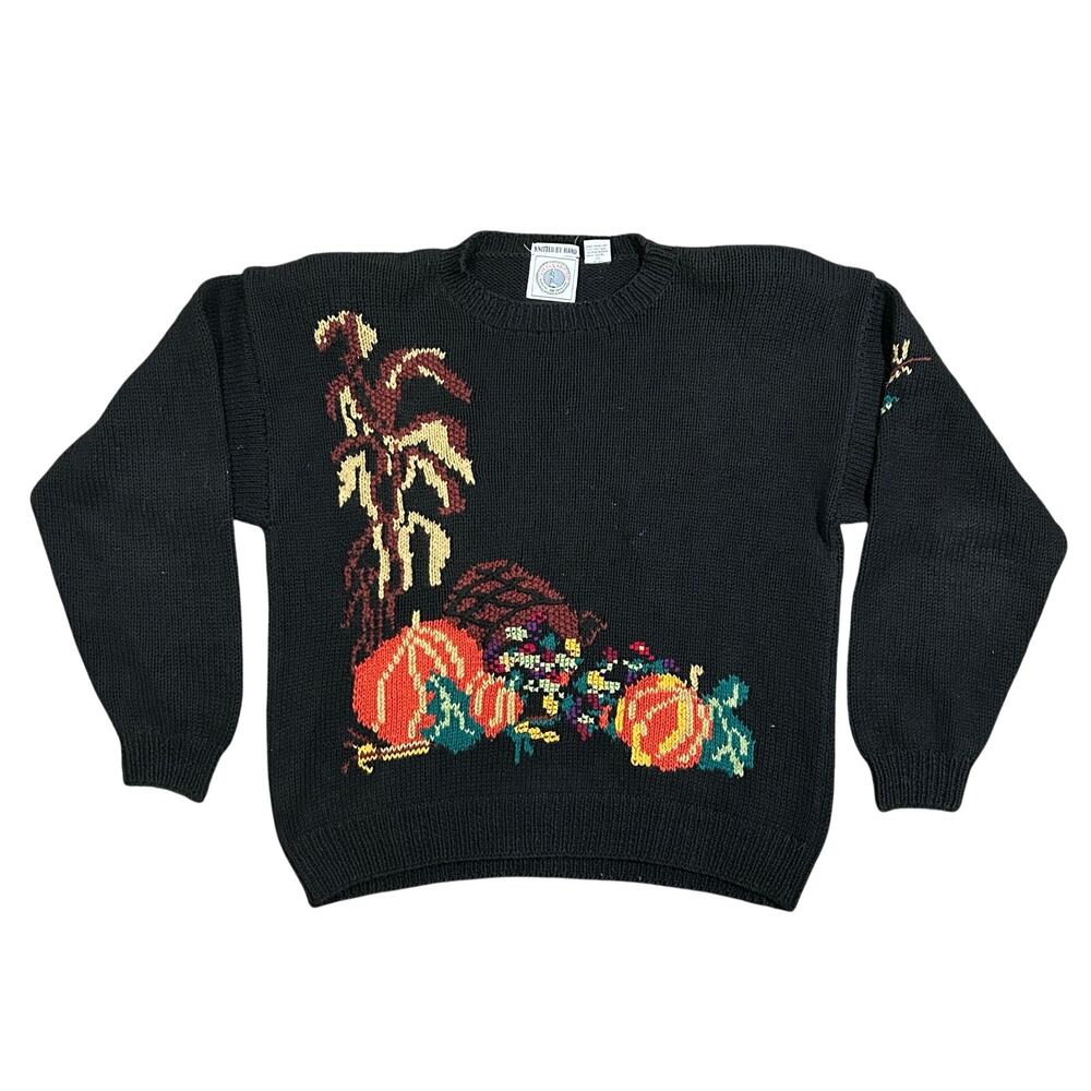 Vintage Cape Isle Knitters Sweater Womens Large Autumn Fall Knit Pullover